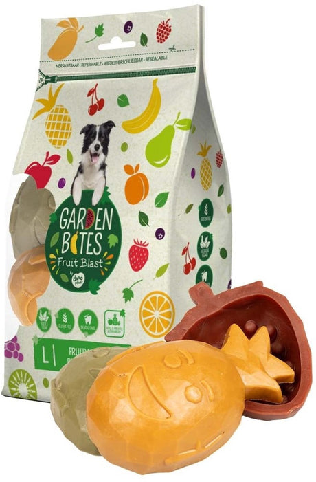 Havebid duvoplus - frugtagtige hundesnacks til hunde - hundegodbidder - vegetarisk glutenfri - store 3 stk.
