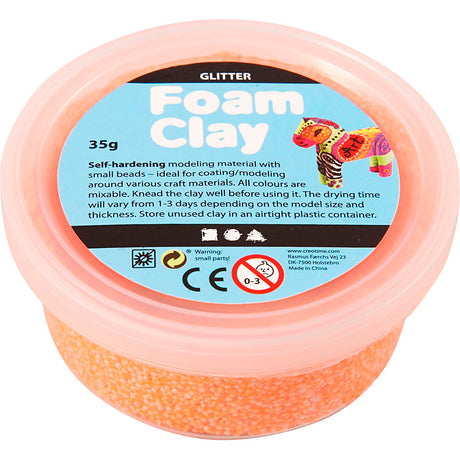Foam clay ®, glitter, orange, 35 gr 1 æske