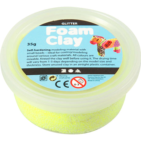 Foam clay ®, glitter, gul, 35 gr 1 æske
