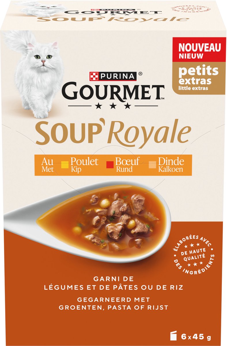 Gourmet kattefoder våd suppe royale - oksekød - 4 x 6x45g