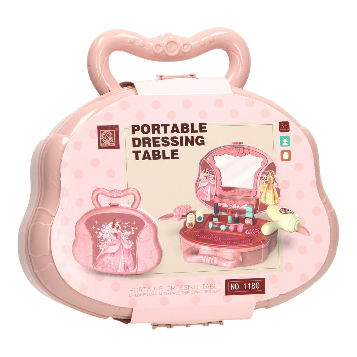 Beauty etui toiletbord pink i legetaske