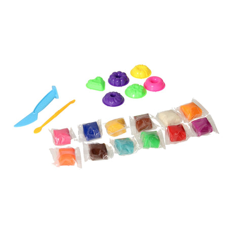 Lobbes speelgoed bv lobbes kleiset donuts maken - kleurrijke klei opbergbox 12 kleuren.