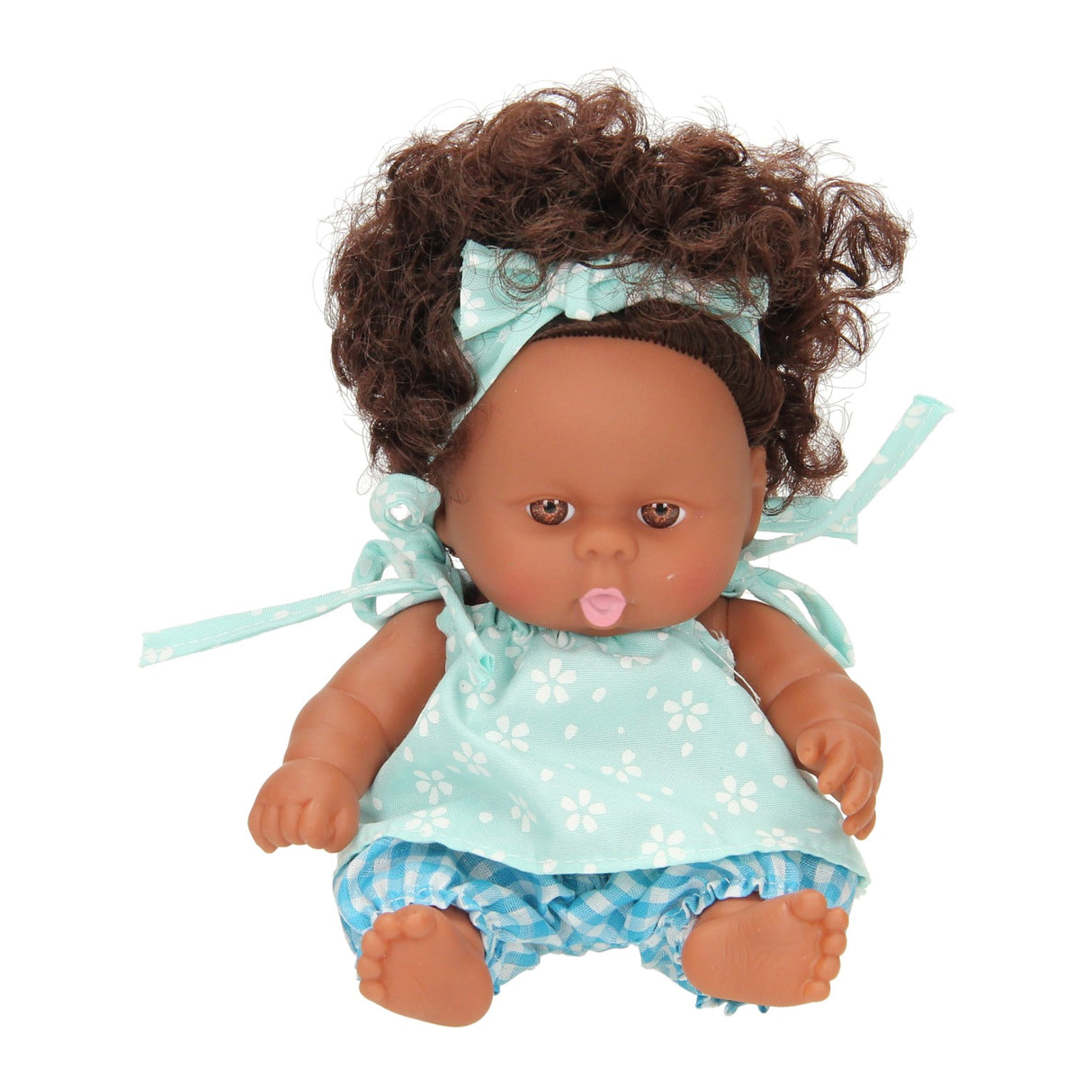 Babydukkekrøller med kjole, 22cm