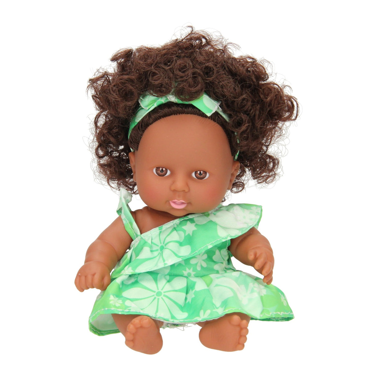 Babydukkekrøller med kjole, 22cm