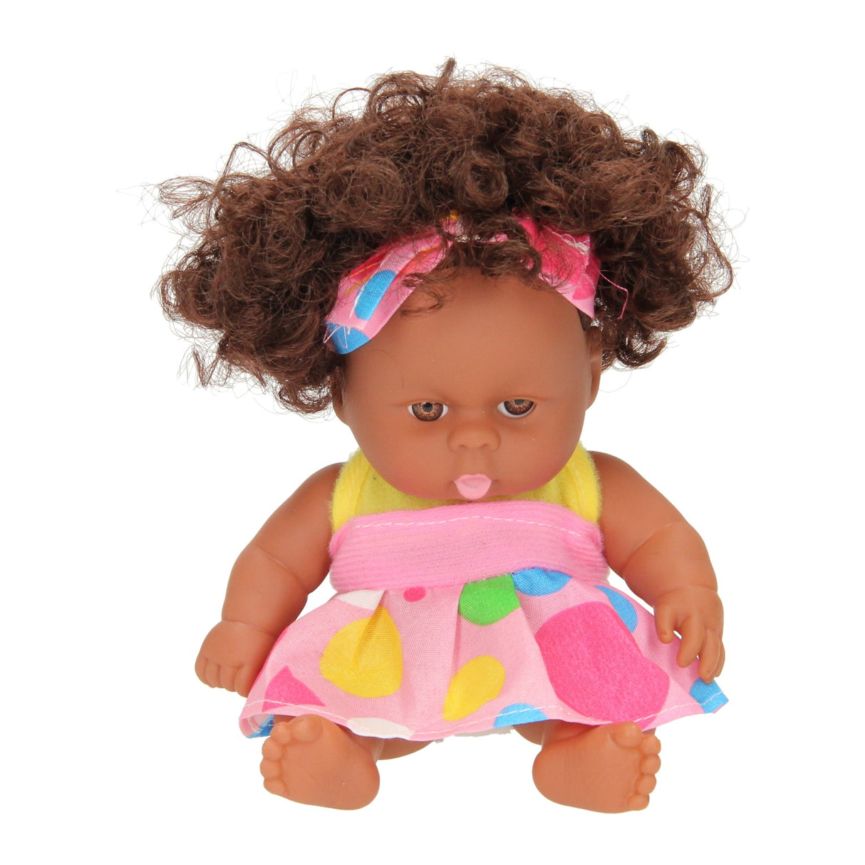 Babydukkekrøller med kjole, 22cm