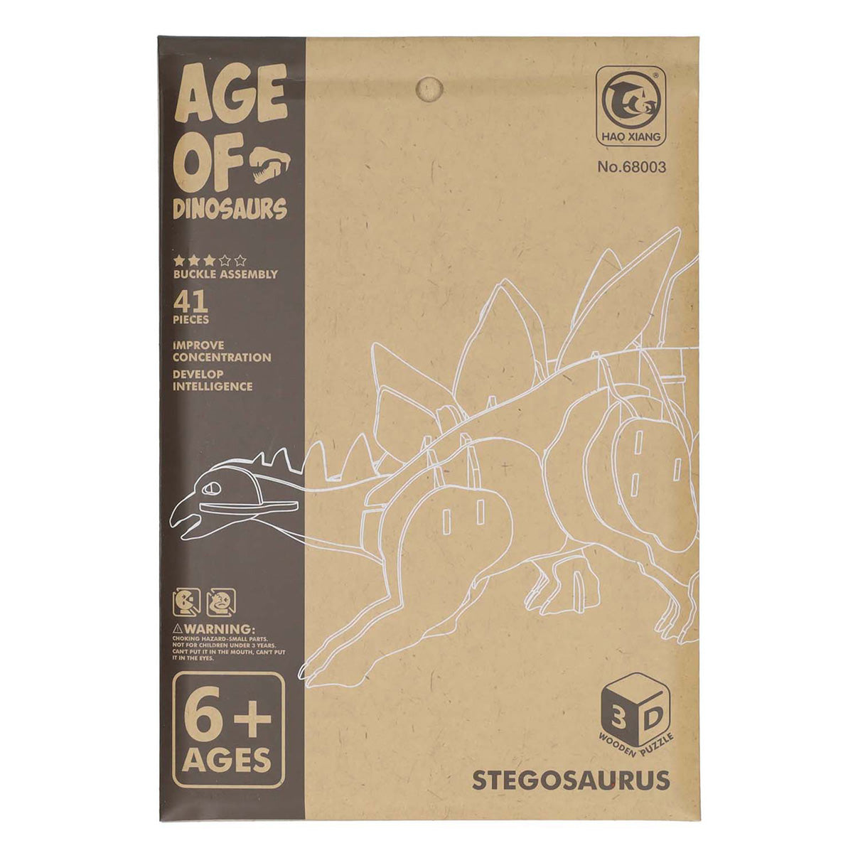 Dino 3D stegosaurus byggesæt i træ