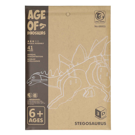 Dino 3D stegosaurus byggesæt i træ
