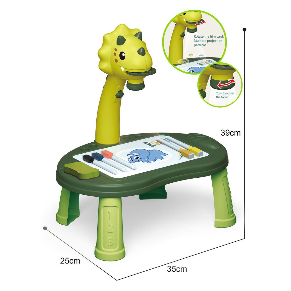 Tegningsprojektionstabel Dino, 34 stk.