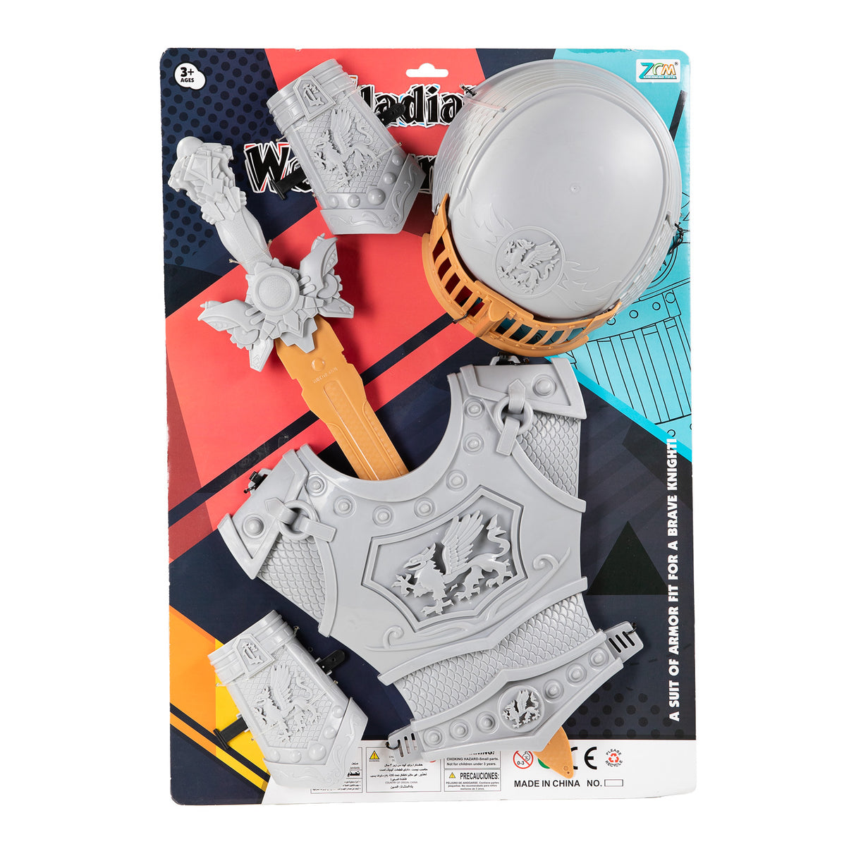 Knight Costume Set med hjelm og sværd