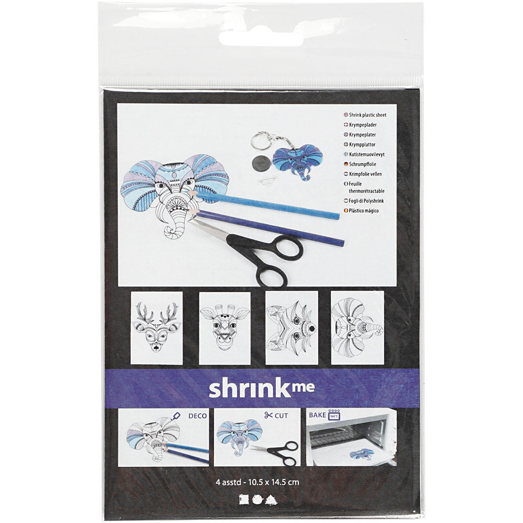 Creativ virksomhed https: www.cchobby.nl sheets-shrink-foil-with-motivs-wild-animals-sheet-10-5x14-5-cm-thickness-0-3-mm-matt-transparent-4-sheet-1-box