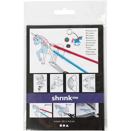 Creativ virksomhed https: www.cchobby.nl sheets-shrink-foil-with-motivs-unicorn-sheet-10-5x14-5-cm-thickness-0-3-mm-matt-transparent-4-sheet-1-box