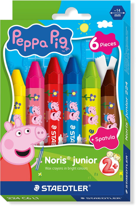 Staedtler peppa pig x noris junior voksblyanter - sæt med 6 stk