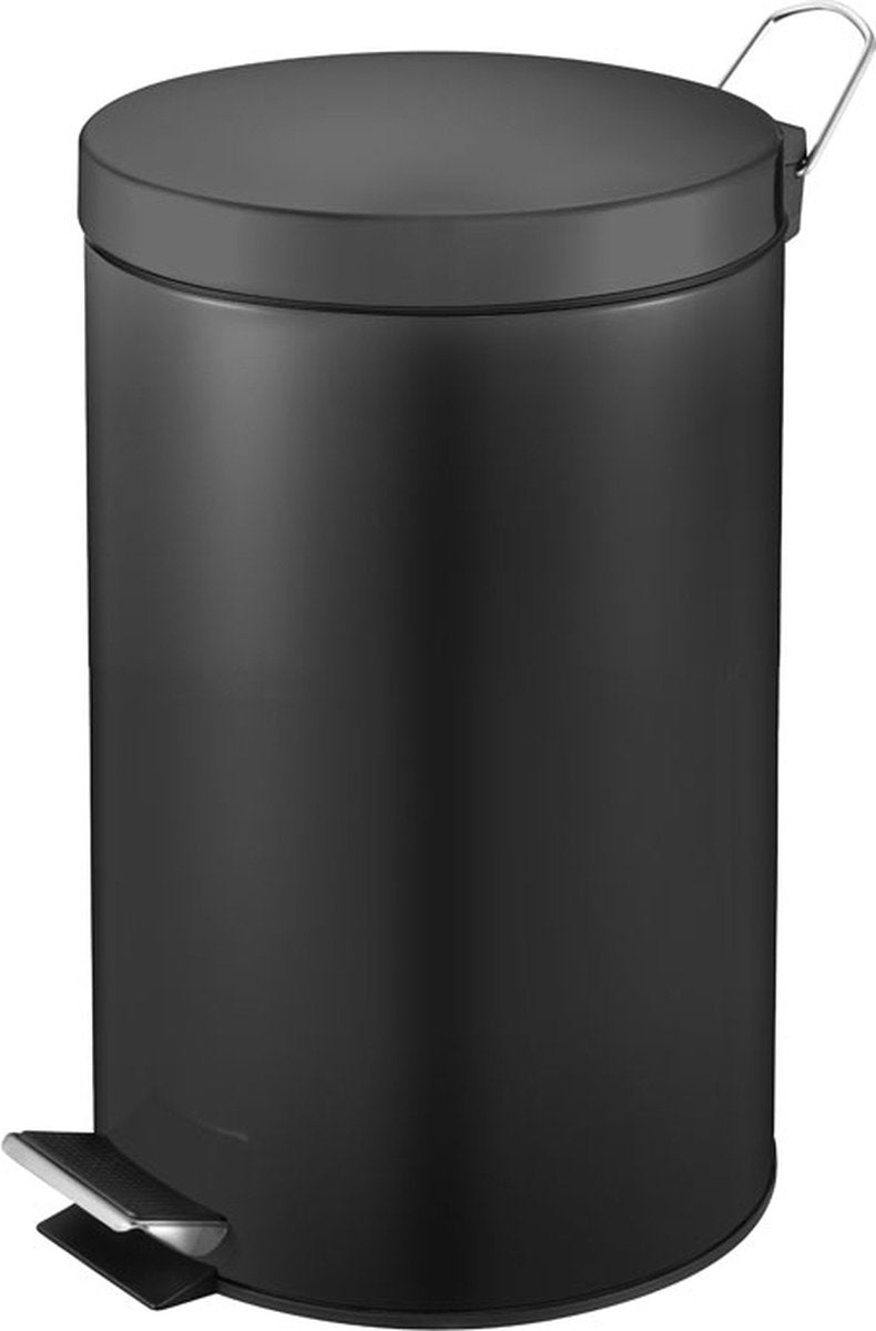 V-del - pedalspand 12 liter - håndtag plastik - sort - affaldsspand