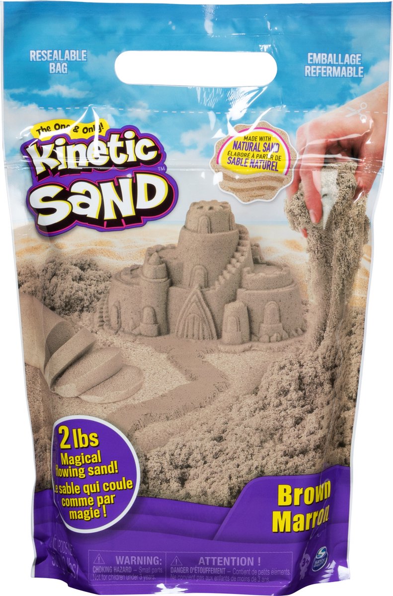 Kinetisk sand - æltbart legesand - brun - 0,9 kg original - sanselegetøj