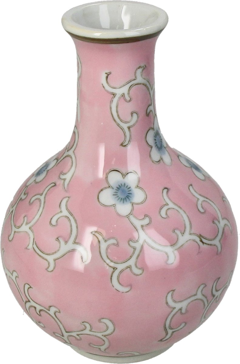 Hd collection vaas porselein roze 12x12x17,5cm