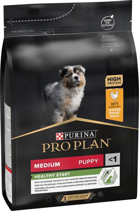 Pro plan sund start hvalp medium - tør hundefoder - kylling - 3 kg