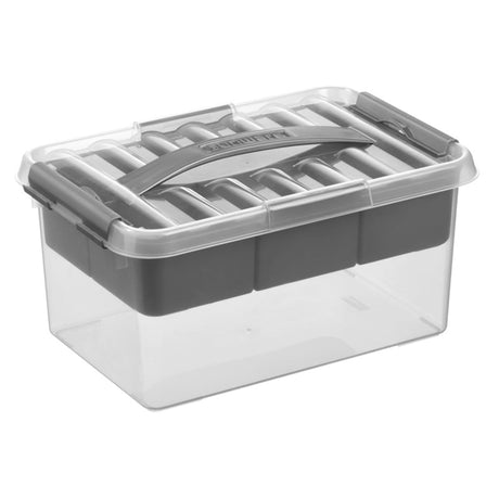Sunware q-line opbevaringsboks 6l med indsats - 30x20x14,5 cm - gennemsigtig