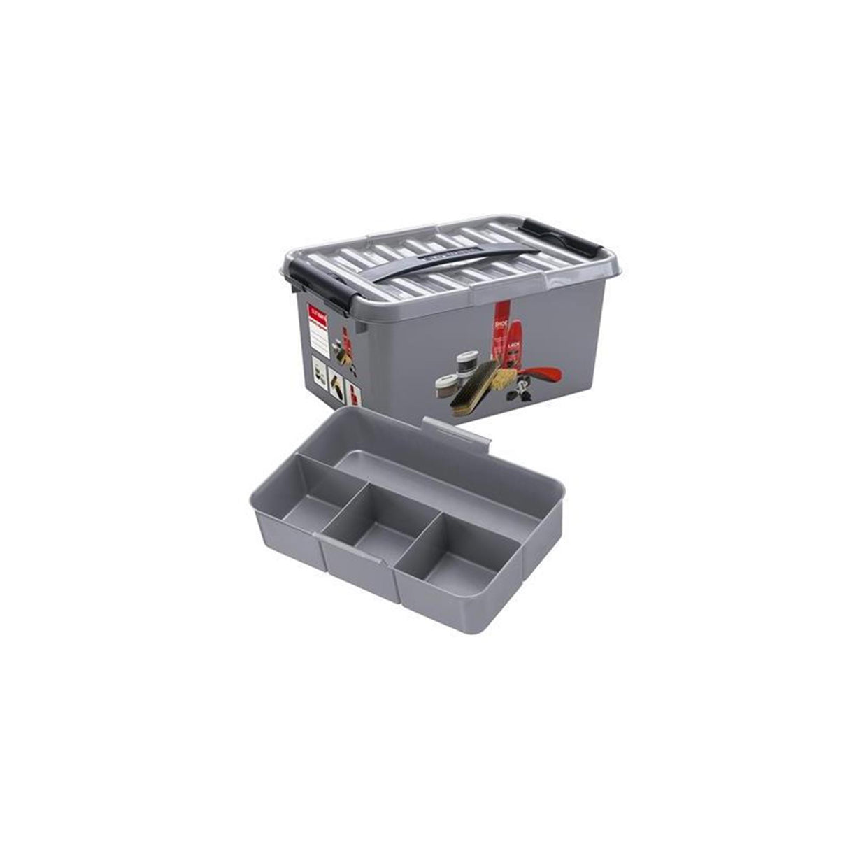 Sunware q-line skopudseræske med indsats 15l - 40x30x18 cm - metal sort