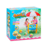 Sand og vand legeplads med parasol