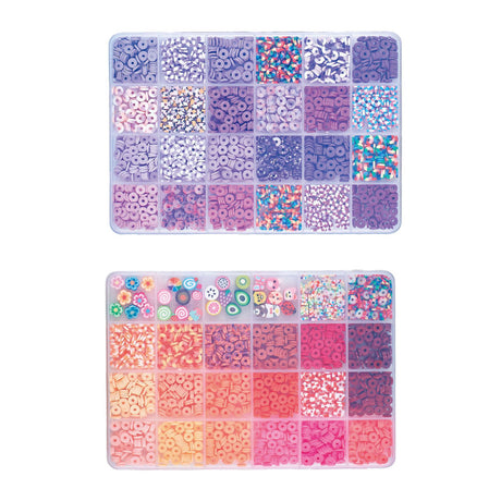 Lobbes legetøj f.eks. polymerperler i lilla-pink nuancer