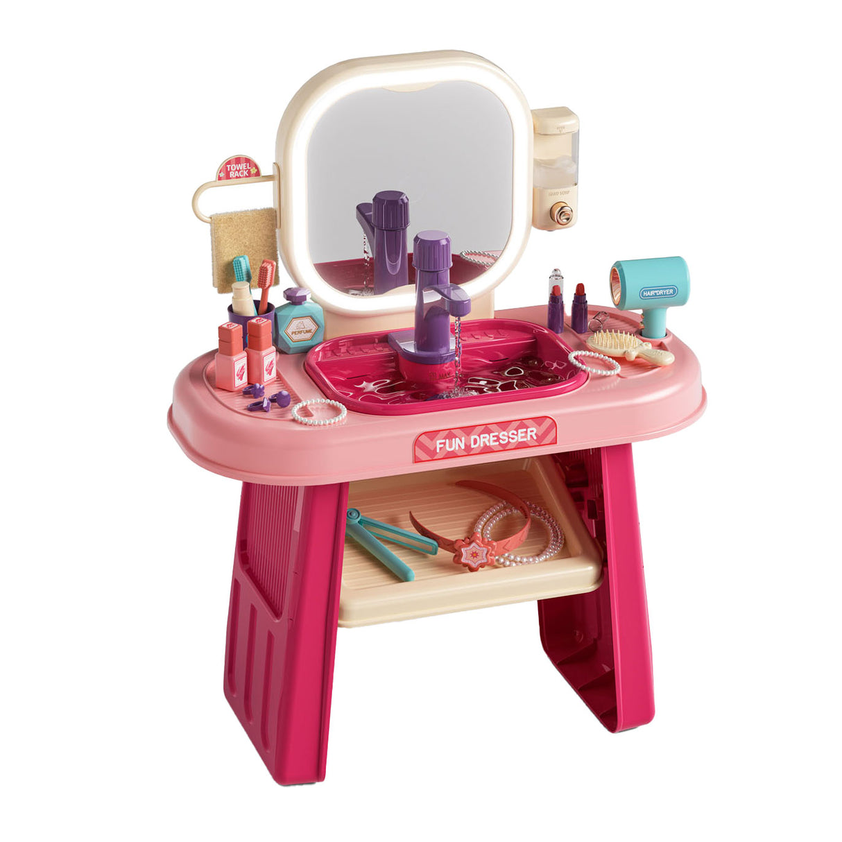Pink toiletbord med tilbehør