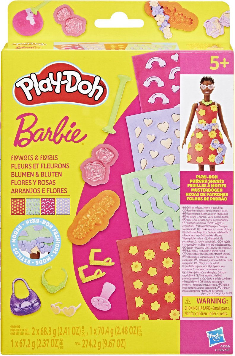 Play-doh mønsterpakke barbie farverige blomster - refill sæt - modellering ler