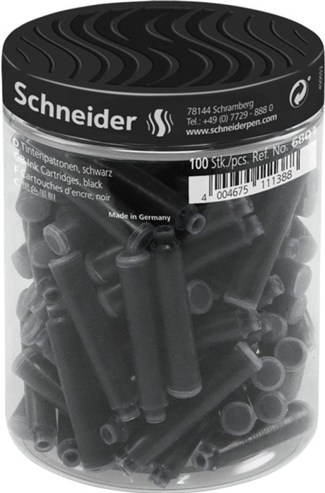 Schneider skriveredskaber schneider blækpatroner - 100 styk - sort - s-6801
