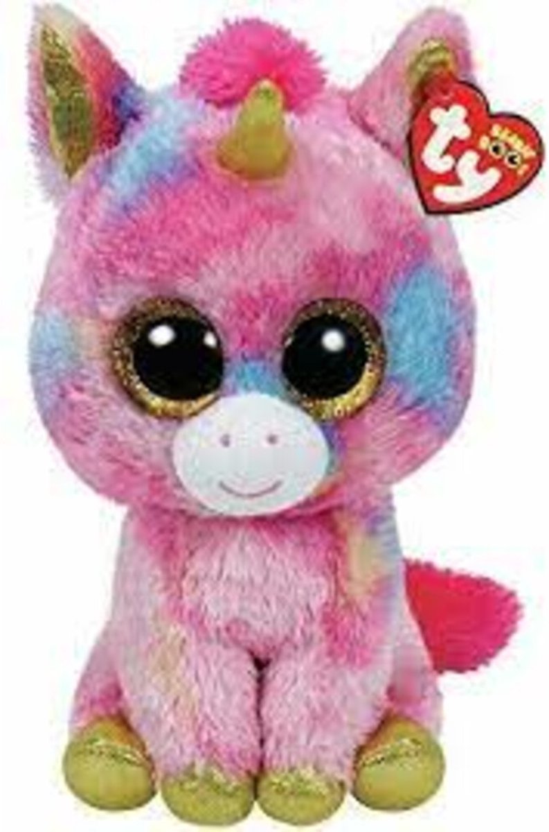 Ty beanie boo ty beanie unicorn krammetøj - fantasia - pink - 24 cm - plys - unicorn krammetøj