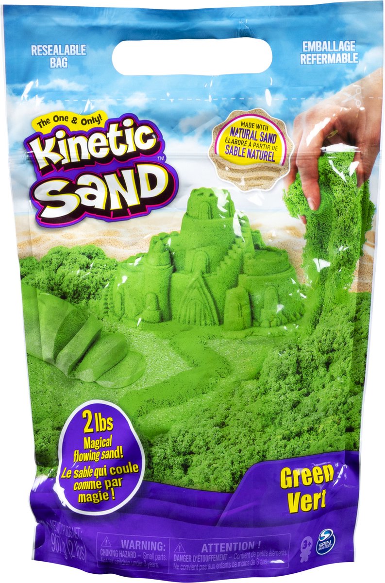 Kinetisk sand - legesand til at blande, ælte og skabe - 907 g original - grøn - sanselegetøj