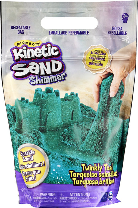 Kinetisk sand - funklende blågrønt naturligt glitrende sand - 907 g original - sanselegetøj