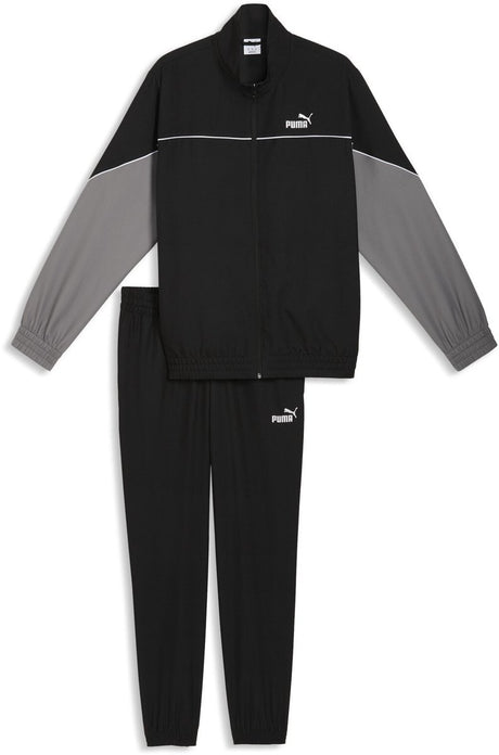 Puma vævet colorblock jakkesæt unisex træningsdragt - sort