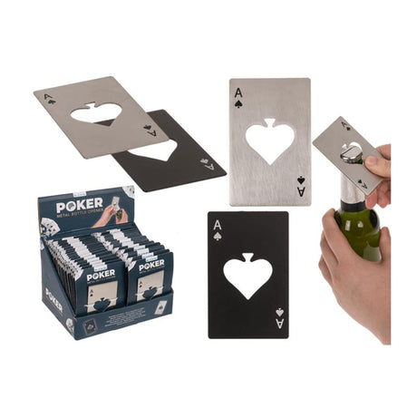 Ootb metal flaskeåbner pokerkort 8,6x5,4cm