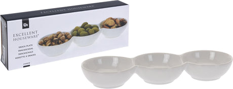 Fremragende husholdningsartikler snack skål porcelæn 3 rum 24x8x3cm