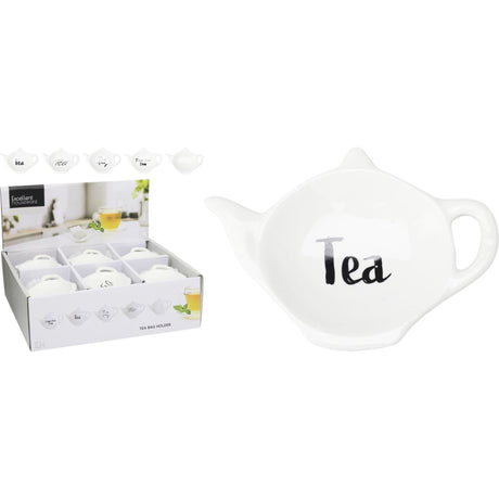 Fremragende husholdningsartikler teposeholder porcelæn med tekst te - 12x9x2cm