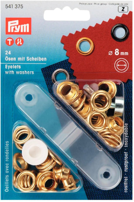 Prym-øjer - 8,5 mm messing (24)