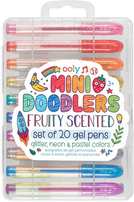 Ooly - mini doodlers - 20 farvede mini gel penne med frugtduft