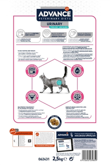 Advance veterinær diæt advance - veterinær diæt kat - urin - steriliseret - lavt kalorieindhold - kattefoder - 2,5 kg