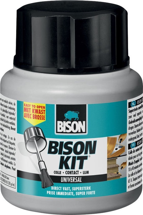Bison kit® med børsteflaske 400 ml, superstærk, kontaktlim, reparationer, temperaturbestandig fra -40°c til +70°c.