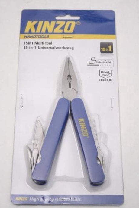 Kinzo multitool tang 15-in-1 – multitool met mes, schroevendraaiers, vijl en flesopener – rvs zakgereedschap