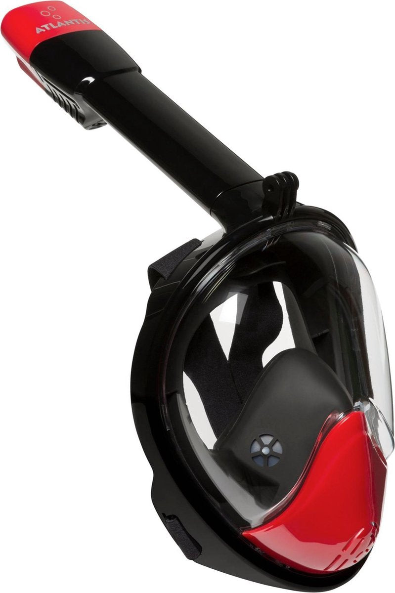 Atlantis snorkelmaske 2.0 - dykkerbriller - snorkel - snorkelsæt - helmaske - voksne - sort rød - L XL