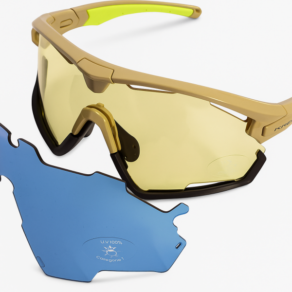 Kross cykelbriller Braker UV400 udskiftelige glas - beige stel
