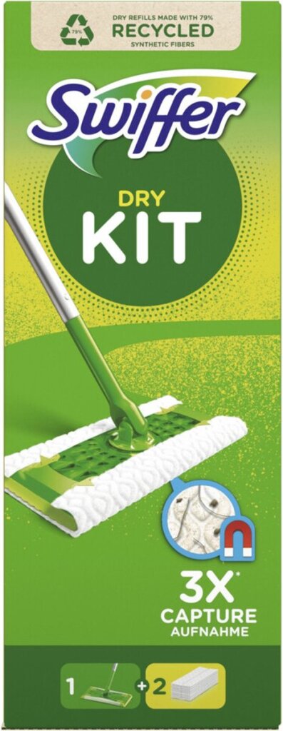 Swiffer startsæt med 1 håndtag 2 tørservietter refills 1 sæt