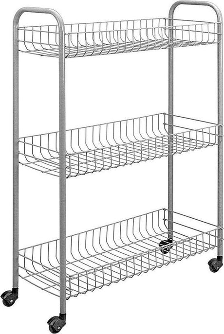Metaltex badeværelse-køkkenvogn slim 84x56cm stål sølv