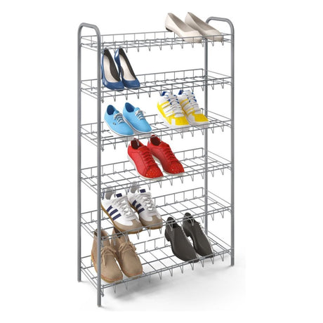 Metaltex sko rack 6 etager 64x23x104 cm sølv