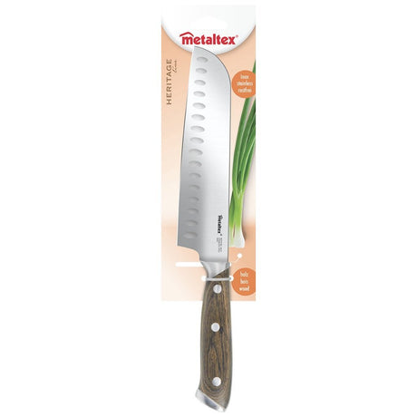 Metaltex arv Santoku kniv 32 cm træ i rustfrit stål