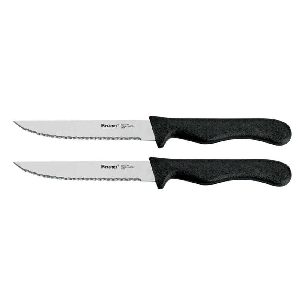 Metaltex basic line bøfknive 2 stk rustfrit stål sort