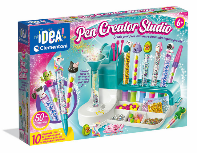Clementoni-idé - tegnestue til penne - håndværkspakke fuld af tilbehør - kawaii glitterpenne - den kreative gave - fra 6 år