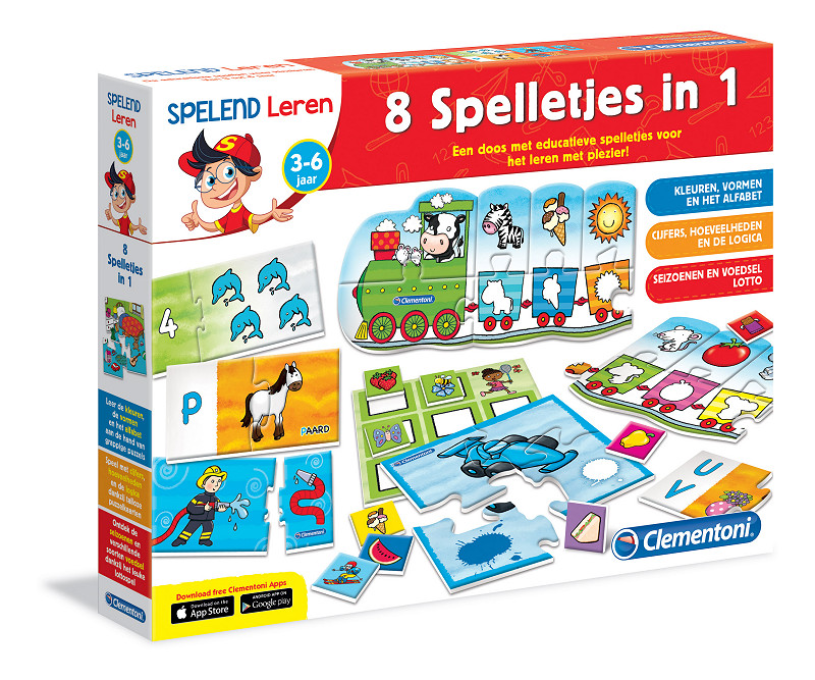 Clementoni læring gennem leg - 8 spil i 1 - pædagogisk legetøj - småbørnslegetøj - 3-5 år
