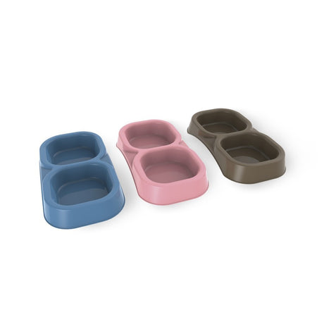 Bama pet dobbelt foderskål 21x11,5x3 cm forskellige farver