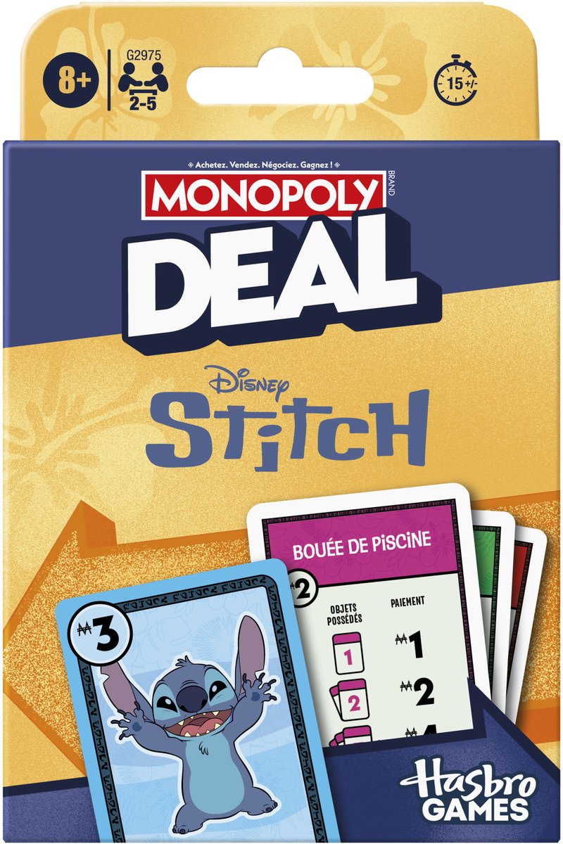 Monopolaftale: disney stitch edition, kortspil, fransk sprog